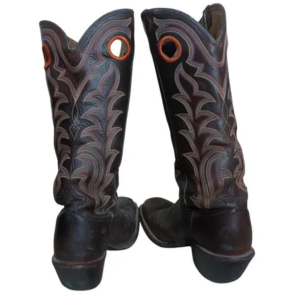 Tony Lama Buckaroo Cowboy Boots Square Toe RR1008 Size 8.5 D Leather Rodeo Boots