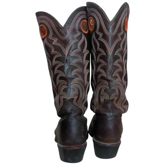 Tony Lama Buckaroo Cowboy Boots Square Toe RR1008 Size 8.5 D Leather Rodeo Boots
