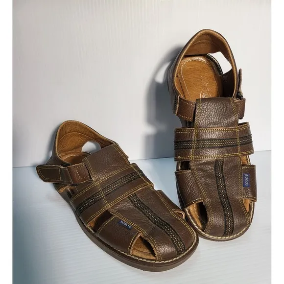 Toros Leather Fisherman Sandals Comfort Casual Brown Straps Mens Size