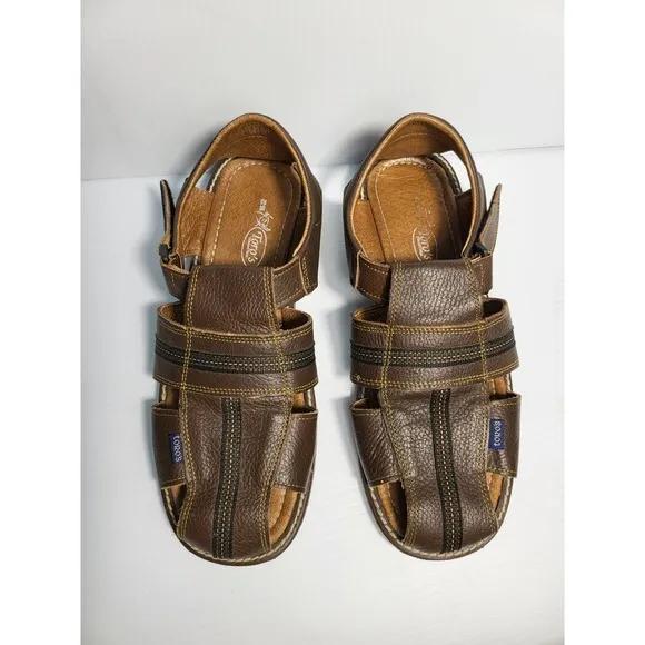 Toros Leather Fisherman Sandals Comfort Casual Brown Straps Mens Size