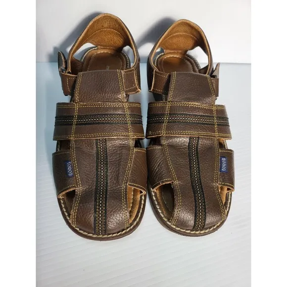 Toros Leather Fisherman Sandals Comfort Casual Brown Straps Mens Size