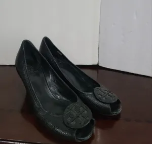 Tory Burch Black Peep-Toe Women's Shoes Sz.10