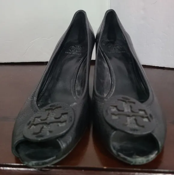 Tory Burch Black Peep-Toe Women's Shoes Sz.10