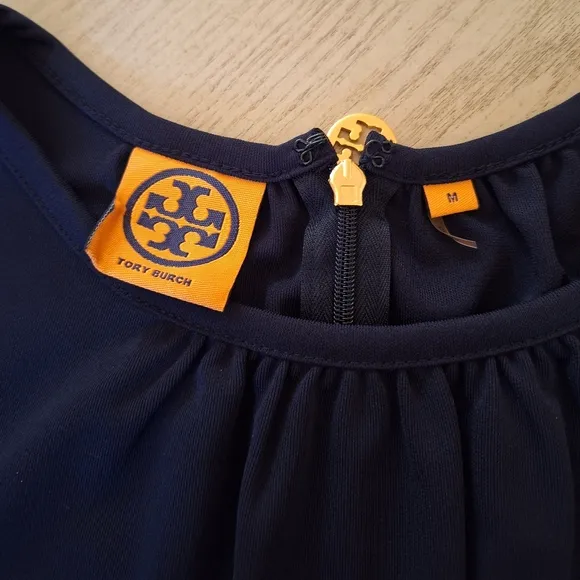 Tory Burch navy blue Flinnia knee length sleeveless shift dress M