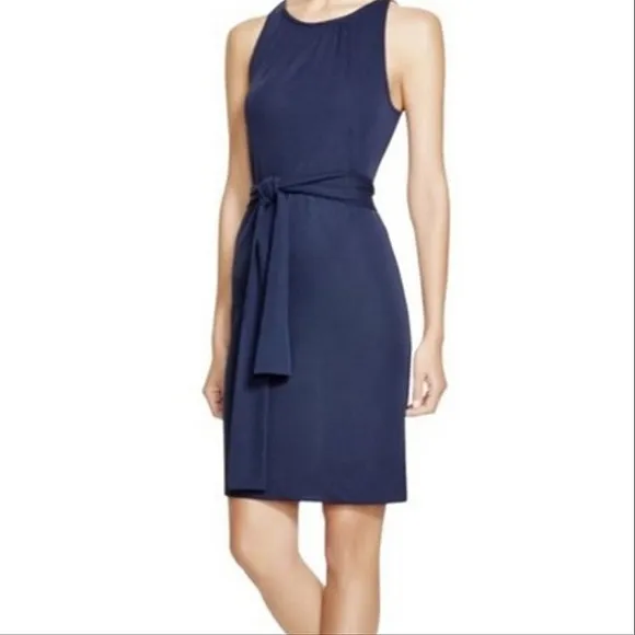 Tory Burch navy blue Flinnia knee length sleeveless shift dress M
