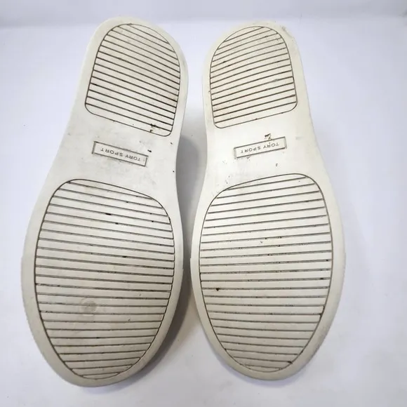 Tory Burch Sport Womens White Leather Suede Triple Strap Sneakers Size 7M