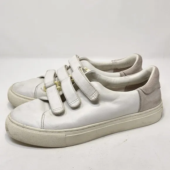 Tory Burch Sport Womens White Leather Suede Triple Strap Sneakers Size 7M
