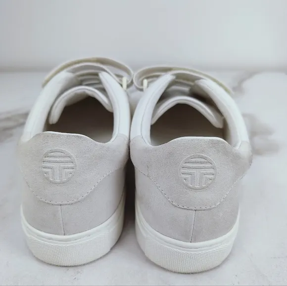 Tory Burch Tory Sport White Leather Taupe Color Block Sneakers Tennis Shoes, 8.5