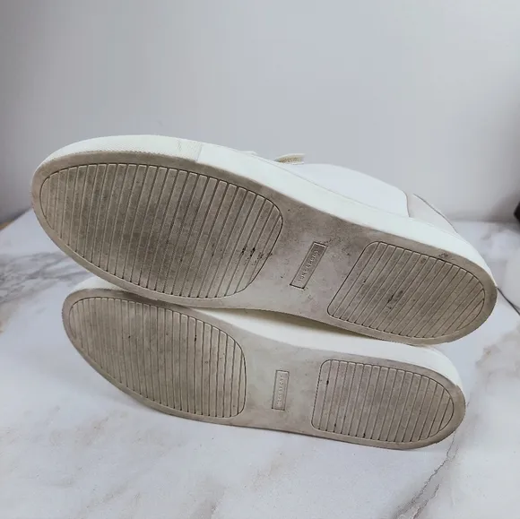 Tory Burch Tory Sport White Leather Taupe Color Block Sneakers Tennis Shoes, 8.5