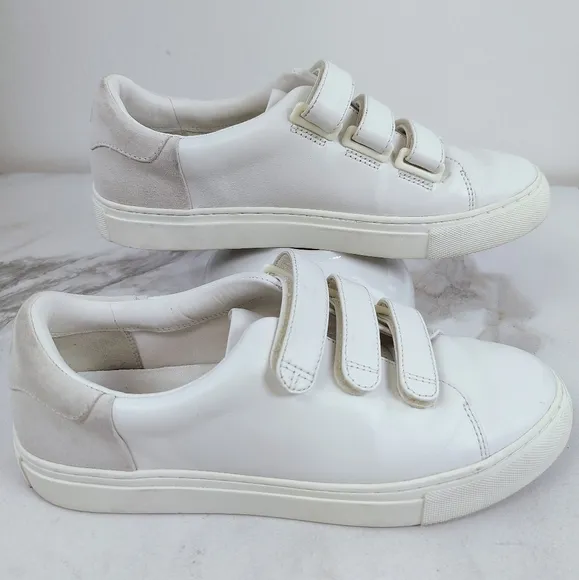Tory Burch Tory Sport White Leather Taupe Color Block Sneakers Tennis Shoes, 8.5