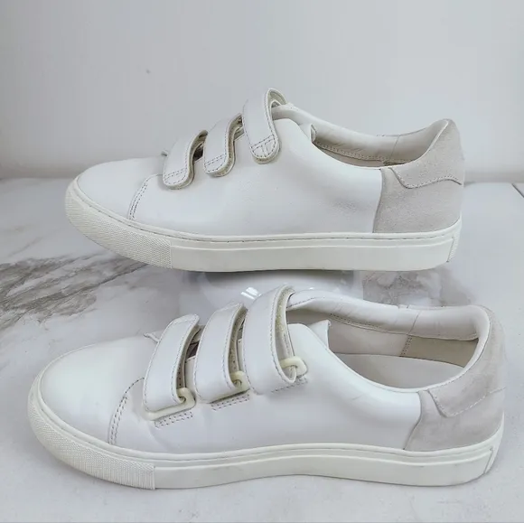 Tory Burch Tory Sport White Leather Taupe Color Block Sneakers Tennis Shoes, 8.5