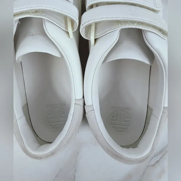 Tory Burch Tory Sport White Leather Taupe Color Block Sneakers Tennis Shoes, 8.5