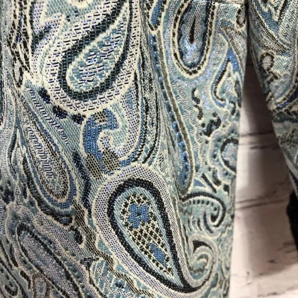 Trina Turk Los Angeles Palm Springs Paisley Peacock Fur Cuff Jacket Sz 10