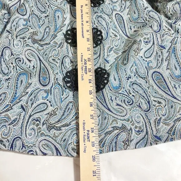 Trina Turk Los Angeles Palm Springs Paisley Peacock Fur Cuff Jacket Sz 10