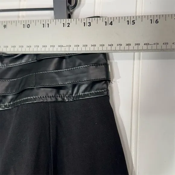 Tripp NYC Daang Goodman Asymmetrical Skirt Black Faux Leather Trim Buckle Punk S
