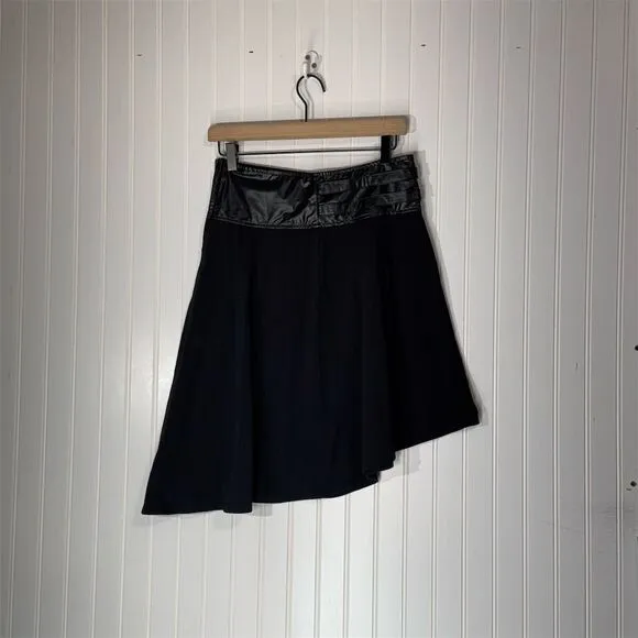 Tripp NYC Daang Goodman Asymmetrical Skirt Black Faux Leather Trim Buckle Punk S