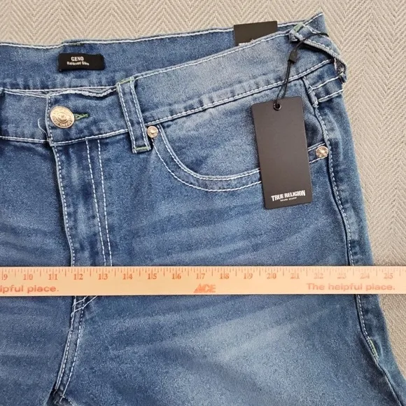 True Religion Geno Men's Size 40x32 Relaxed Slim Big Flap Medium Heavenly Wash