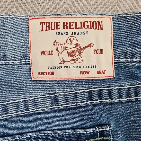 True Religion Geno Men's Size 40x32 Relaxed Slim Big Flap Medium Heavenly Wash