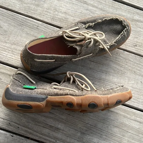 TWISTED X Men's Driving Moc Boat Shoes Eco Dust Size 8