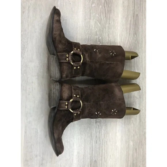 Two Lips Wichita Harness Western Cowboy Boots Brown Leather Womens Size 7