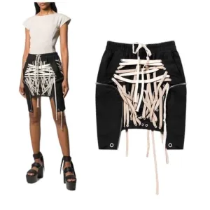 Two TWIN STYLE LACED TIED ROPE DESIGN MINI SKIRT Grunge Goth style Sz XL