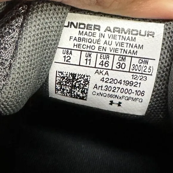 UA Surge 4 Men's size 12 Grey Running Shoes