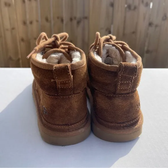 UGG 1094269 Neumel Chestnut Brown Suede Fur Low Women's BOOTS Size 6