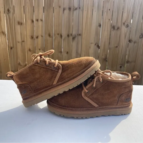 UGG 1094269 Neumel Chestnut Brown Suede Fur Low Women's BOOTS Size 6