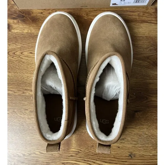 UGG ALAMEDA MINI CHESTNUT SUEDE SHEARLING ANKLE WOMEN'S BOOTS SIZE US 9.5