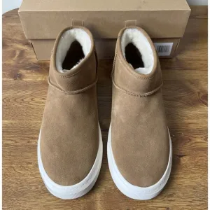 UGG ALAMEDA MINI CHESTNUT SUEDE SHEARLING ANKLE WOMEN'S BOOTS SIZE US 9.5