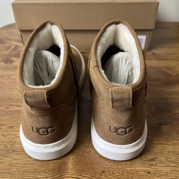 UGG ALAMEDA MINI CHESTNUT SUEDE SHEARLING ANKLE WOMEN'S BOOTS SIZE US 9.5