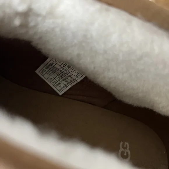 UGG ALAMEDA MINI CHESTNUT SUEDE SHEARLING ANKLE WOMEN'S BOOTS SIZE US 9.5