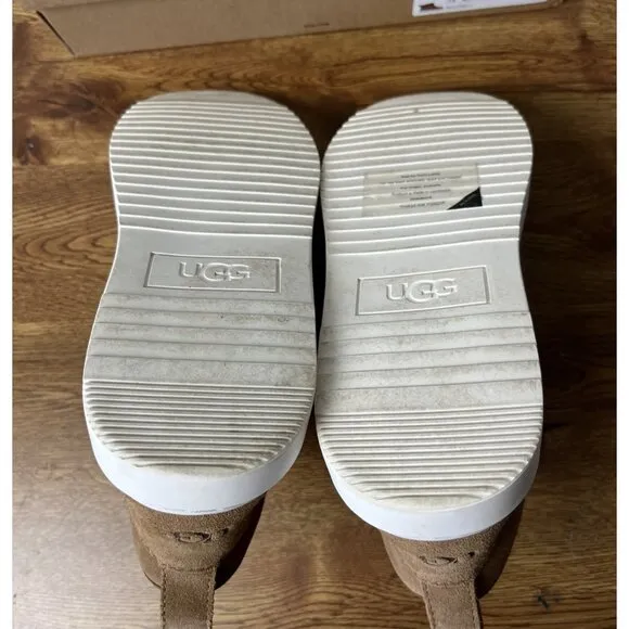 UGG ALAMEDA MINI CHESTNUT SUEDE SHEARLING ANKLE WOMEN'S BOOTS SIZE US 9.5