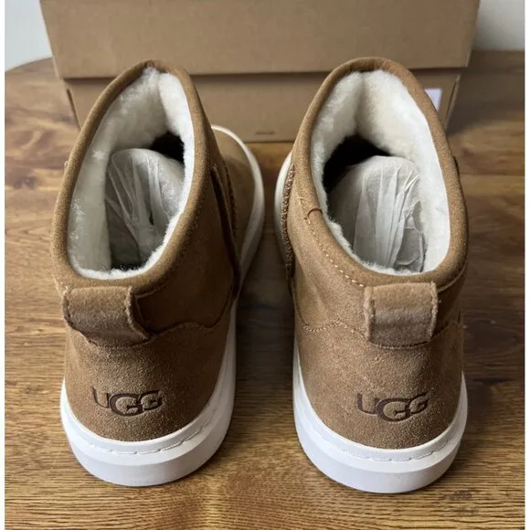 UGG ALAMEDA MINI CHESTNUT SUEDE SHEARLING ANKLE WOMEN'S BOOTS SIZE US 9.5