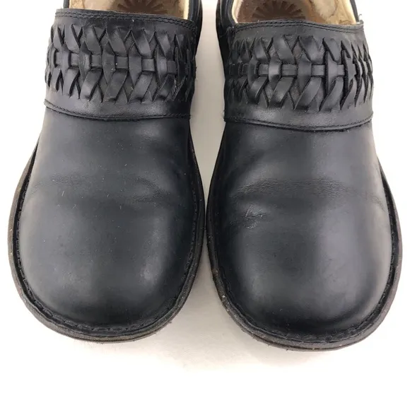 UGG Anila Black Leather Slip on Winter Clog Shoes 8