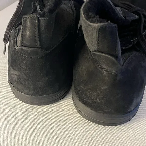 UGG Ankle Chukka Boots Shoes Adult Size 15 Black Suede Lace Up Faux Fur Lined