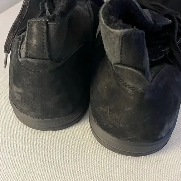 UGG Ankle Chukka Boots Shoes Adult Size 15 Black Suede Lace Up Faux Fur Lined