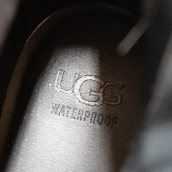 UGG Australia Fern Moto Boots Women's Black Nubuck Leather Waterproof Size 10