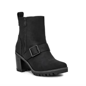 UGG Australia Fern Moto Boots Women's Black Nubuck Leather Waterproof Size 10