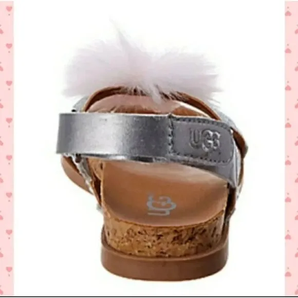UGG Australia Girls 3 Fonda Sandals Girls 3 Pom-pom Glitter Open-toe Kids Shoes