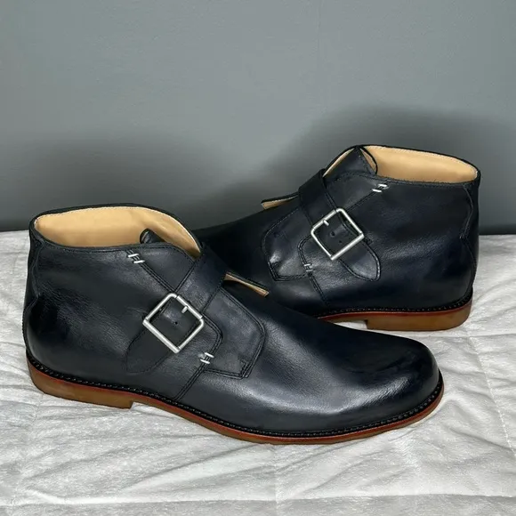 UGG Australia Graham Black Leather Monk Strap Boots