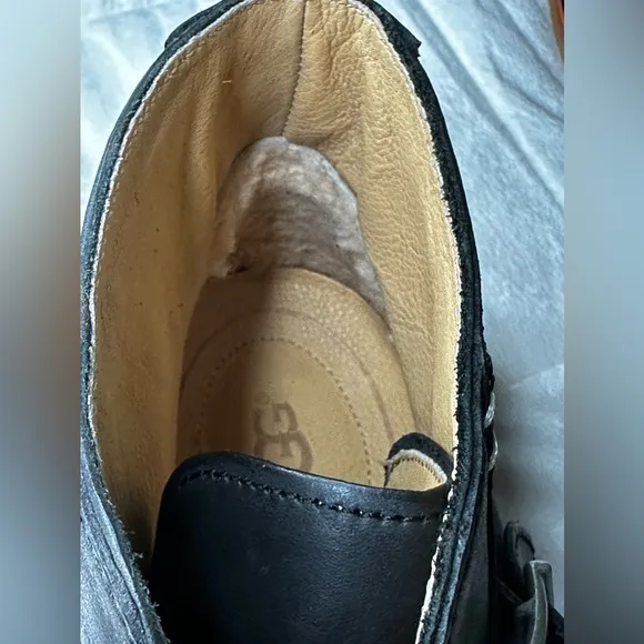 UGG Australia Graham Black Leather Monk Strap Boots