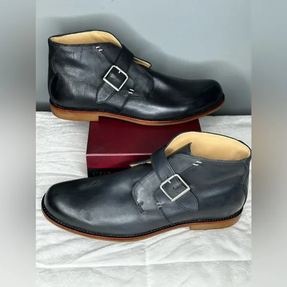 UGG Australia Graham Black Leather Monk Strap Boots