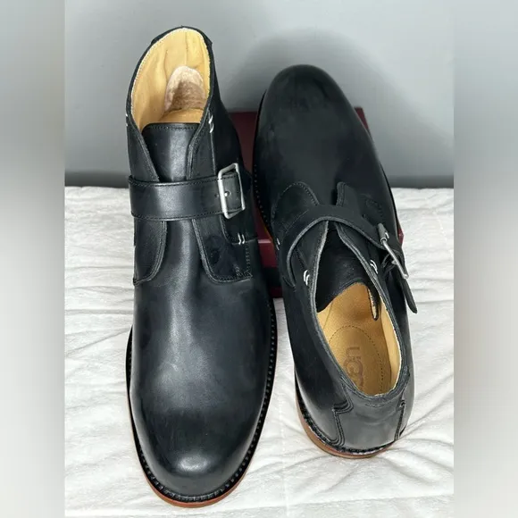 UGG Australia Graham Black Leather Monk Strap Boots
