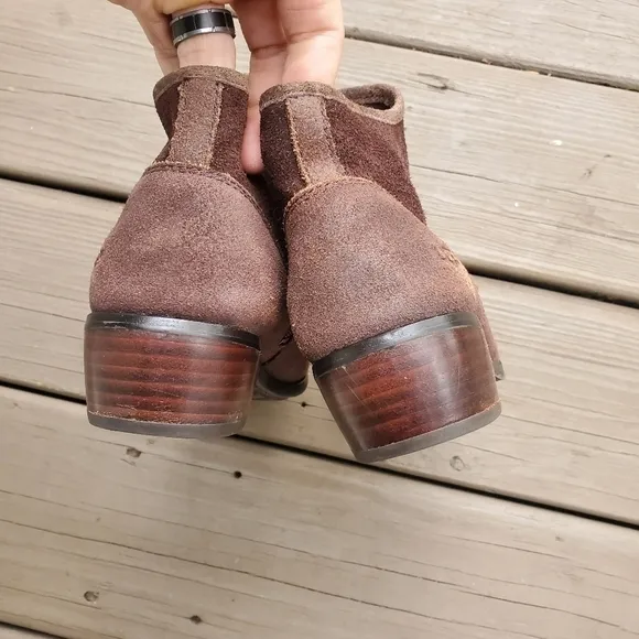 Ugg Australia Penelope Brown Suede Leather Western Cowgirl Ankle Boots Booties 4