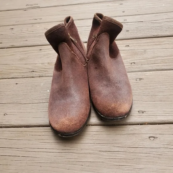 Ugg Australia Penelope Brown Suede Leather Western Cowgirl Ankle Boots Booties 4