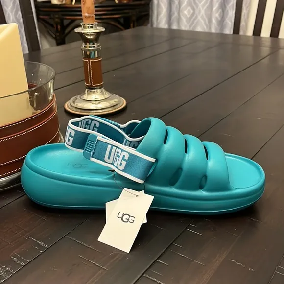 Ugg Australia Sport Yeah Slides Sandals Shoes New Teal Women’s Size 9