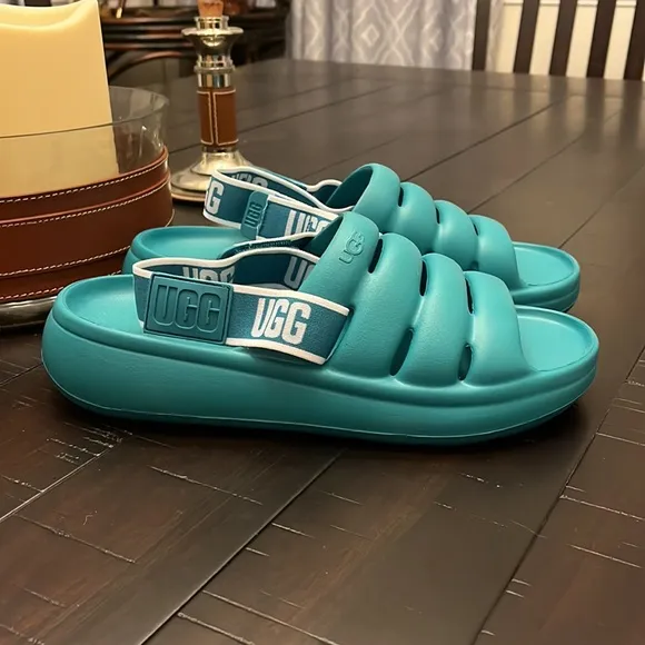 Ugg Australia Sport Yeah Slides Sandals Shoes New Teal Women’s Size 9