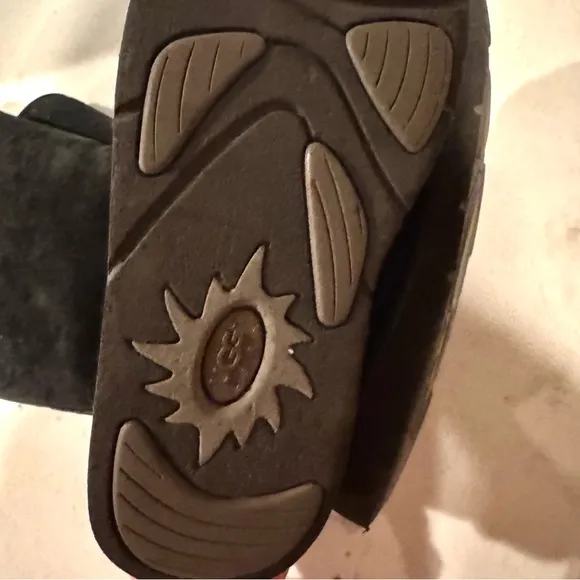 Ugg Australia Sunset Suede Sheepskin Lined Pull On Boots Black Size 7