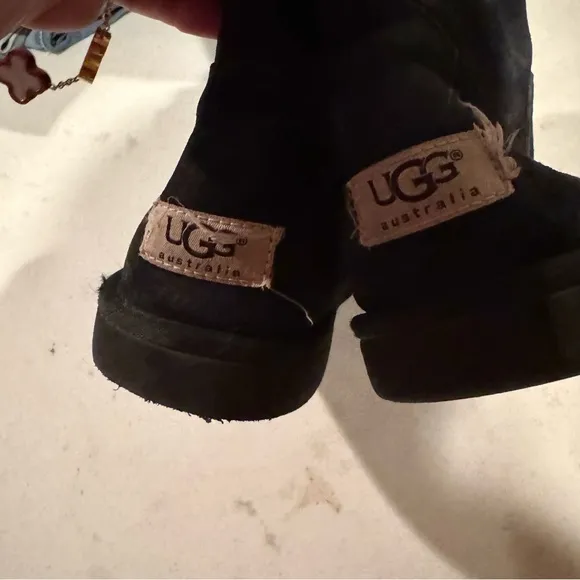 Ugg Australia Sunset Suede Sheepskin Lined Pull On Boots Black Size 7